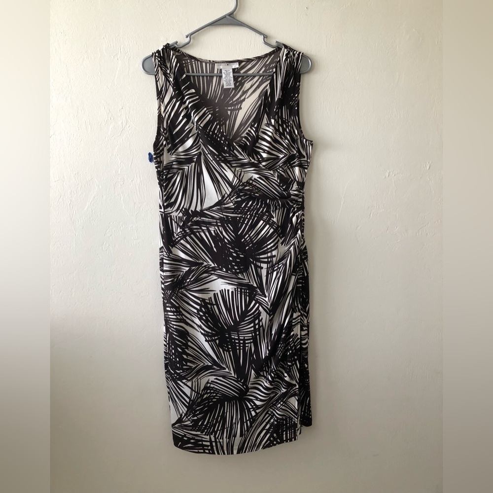 LONDON STYLE Womens Sleeveless Dress Size 12 Brown & Cream New